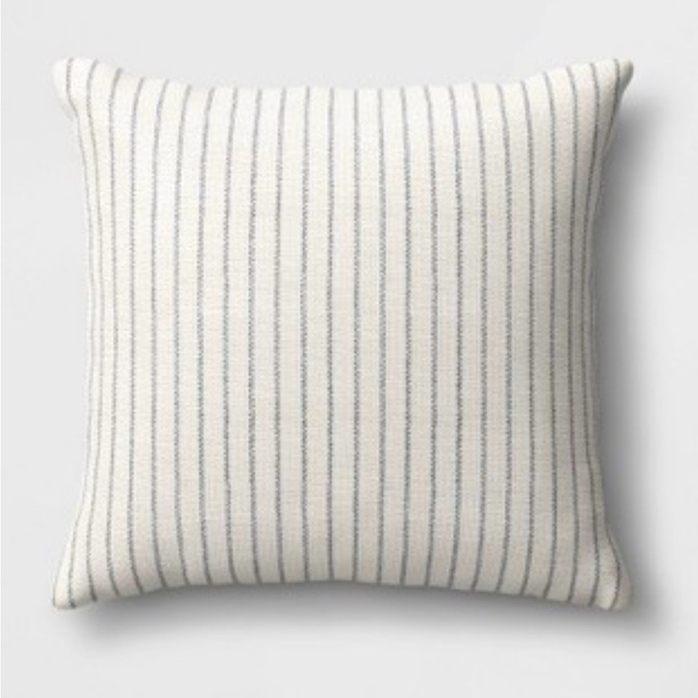 Studio McGee 18x18 Striped Square Black and Ivory Throw Pillow